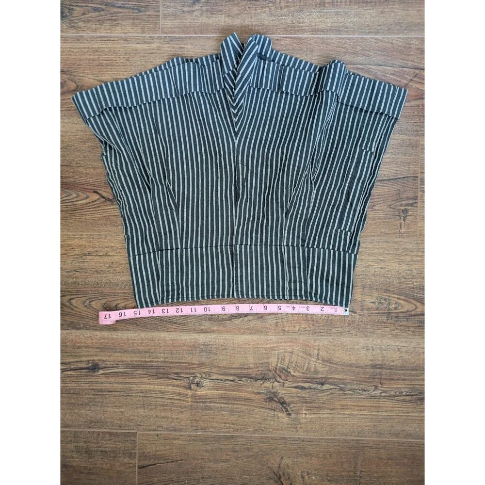FRENCH CONNECTION Shorts Size 10 Stripes Gray Belt Belted High Waisted Stripe - Picture 4 of 6